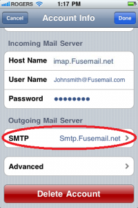 Account Info. iPhone IMAP Setup Guide