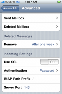 Advanced Settings iPhone IMAP Setup Guide